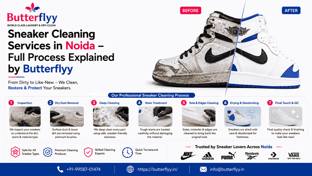 Sneaker Cleaning Services in Noida – Full Process Explained by Butterflyy